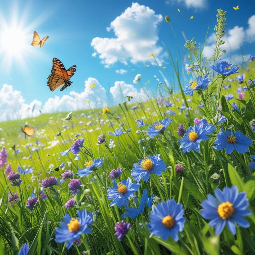 πεταλούδες σε λιβάδι