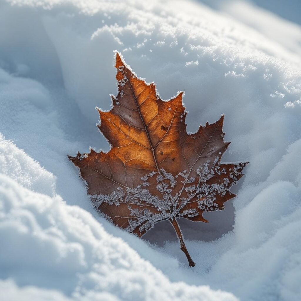 Φύλλο στο χιόνι